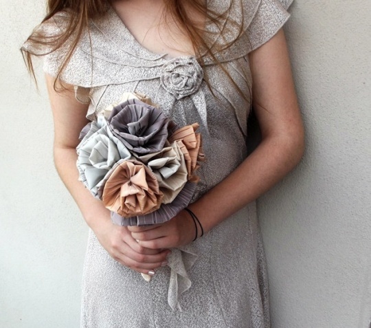 Peach & Grey Cloth Bouquet